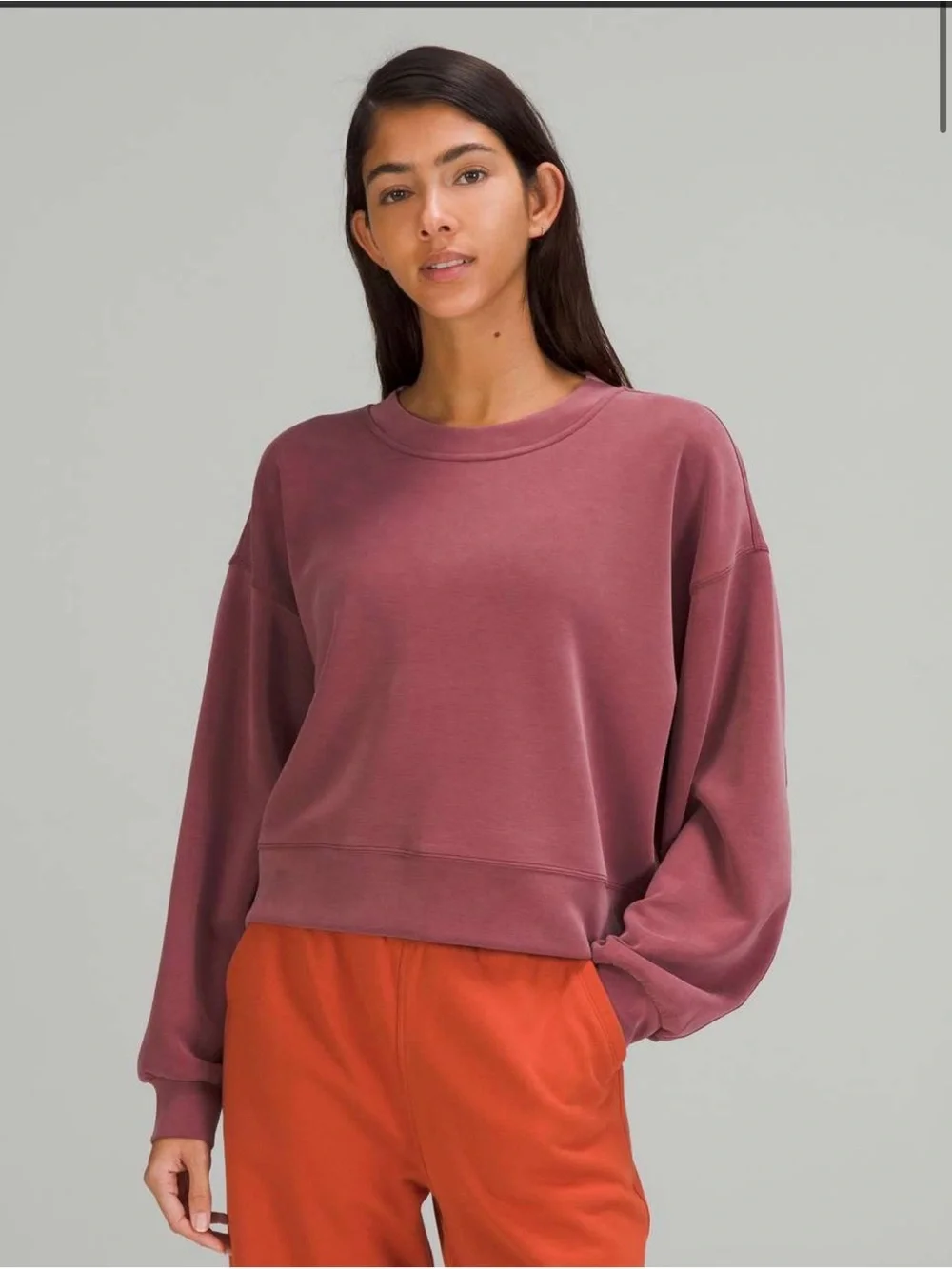 Lululemon size 14 perfectly oversized crop crew sweatshirt in softstreame